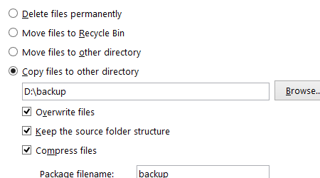 Delete or move found files